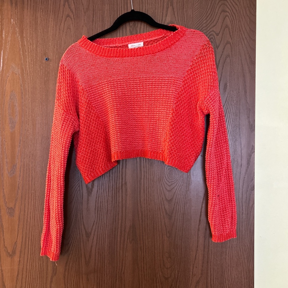 Urban Outfitters Orange Cropped Knitted Sweater
